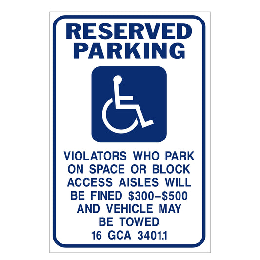 12 in. W x 18 in. H 16G Aluminum Disabled Parking Signs