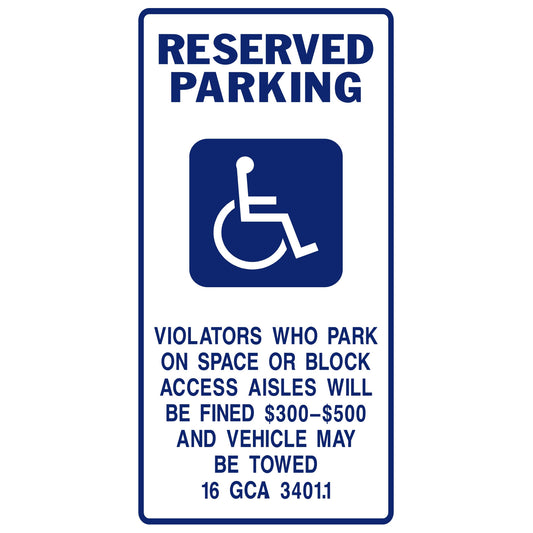 12 in. W x 24 in. H 16G Aluminum Disabled Parking Signs