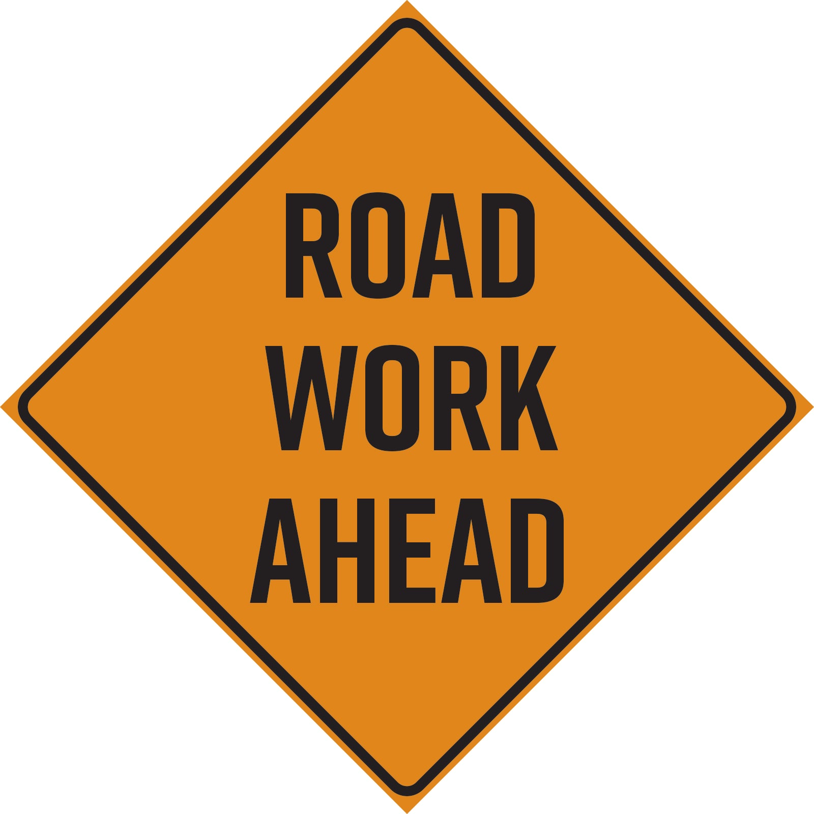 24 in. W x 24 in. H 16G Aluminum Road Work Ahead Signs – HD Signs ...