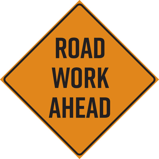 24 in. W x 24 in. H 16G Aluminum Road Work Ahead Signs